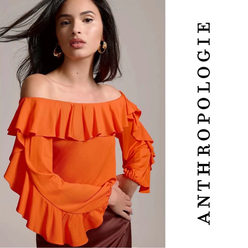 Anthropologie Off-The-Shoulder Ruffle Top
